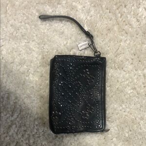 Coach Black Studded Leather Wristlet